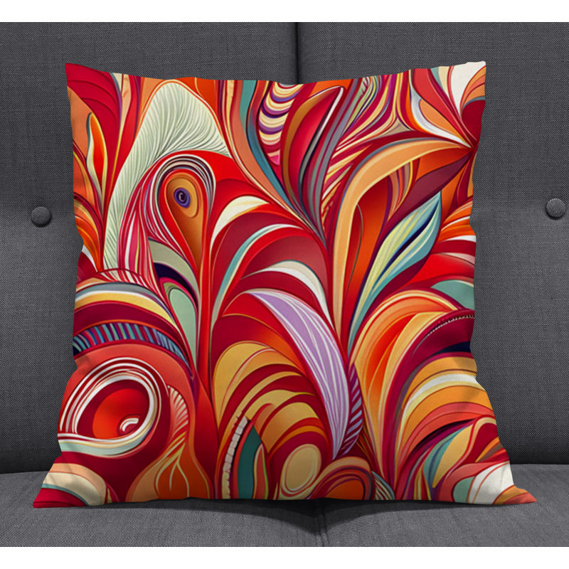 Throw Pillow With Insert, 20"H x 20"W, Red Abstract 18
