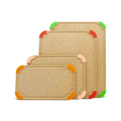 4Pcs Kitchen Cutting Board Set, Non Slip Feet, Natural Wood Fiber, Dishwasher Safe, Eco-Friendly, Juice Grooves,Non Porous, BPA Free