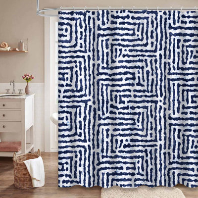 Rideau de douche à motif abstrait Stroke Blue