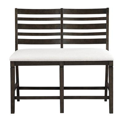 Banc de salle à manger à hauteur de comptoir Classic Classic avec siège rembourré beige texturé, en bois, capacité de poids de 250 lb, H 42,5 po pour la pièce, hauteur, limite, profondeur du produit: 43 po