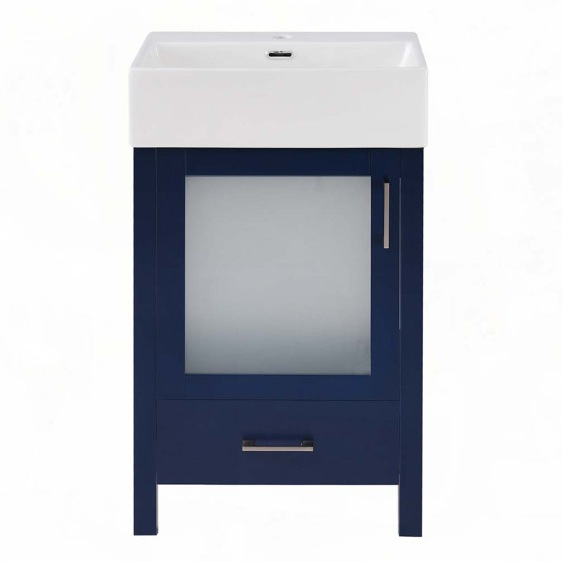Bathroom Vanity with Ceramic Sink, Blue