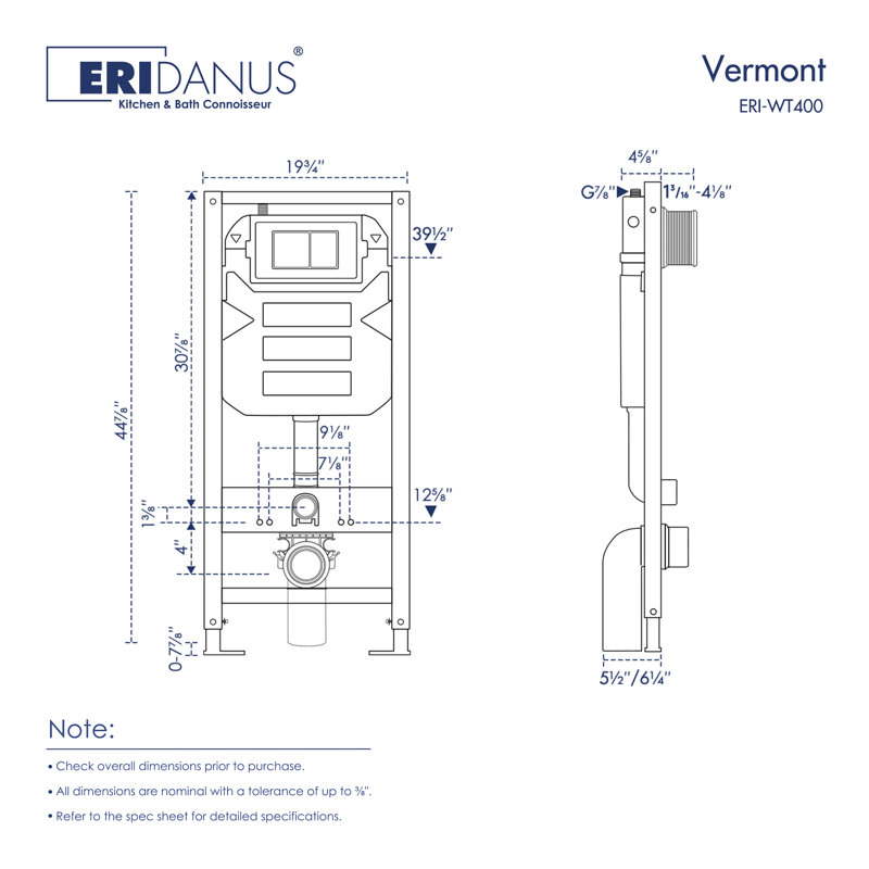 Hampton 2-Piece 0.8/1.6 GPF Dual Flush Elongated Bowl Wall Mounted Toilets with In-Wall Tank, Fits 2x6 Studs, White