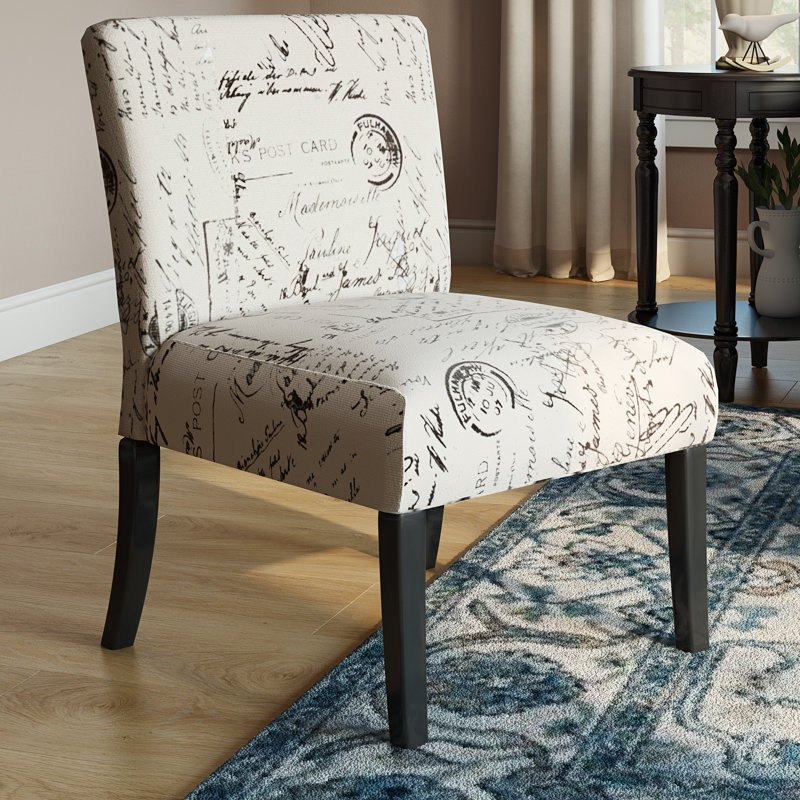 Botticelli Armless Contemporary Accent Chair, Taupe/Cream Polyester Blend
