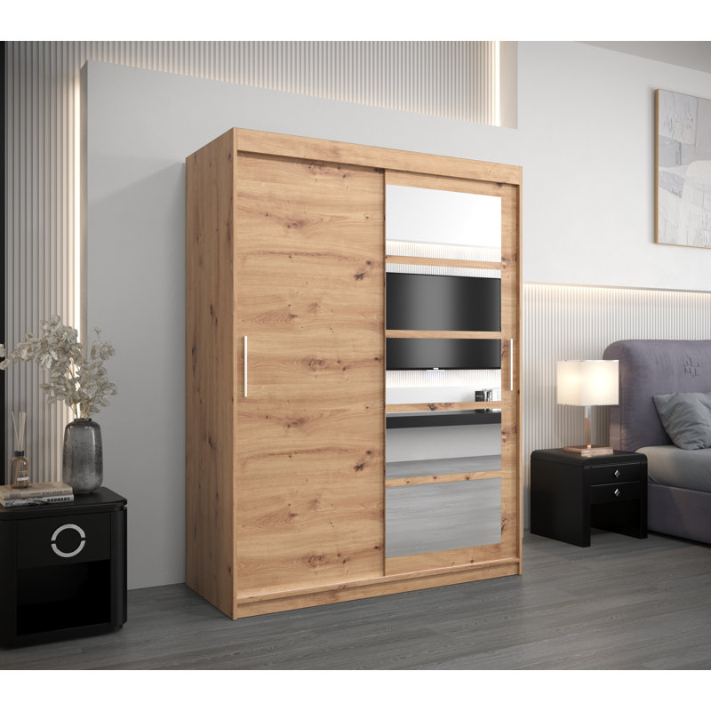 Abdulkhalek 2 Door Manufactured Wood Wardrobe, Artisan Oak