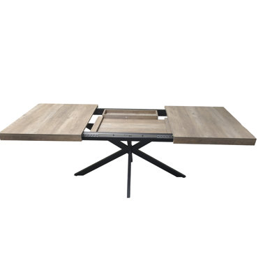 Grey Retro Rectangular Dining Table, 55.11" - 70.86", With Storage And Center, For Casual Home Settings Friends Box, Good Memories Family