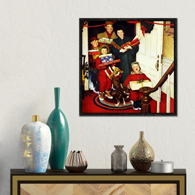 Norman Rockwell - Print on Canvas, 45.72 cm H x 45.72 cm W, Black Framed