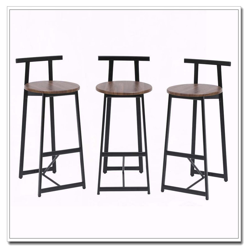 Ensemble de 3 tabourets de bar à hauteur de comptoir avec dossier ergonomique et siège en panneau de fibres à densité moyenne