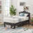 Lit simple tapissier à tête de lit ajustable-88103691