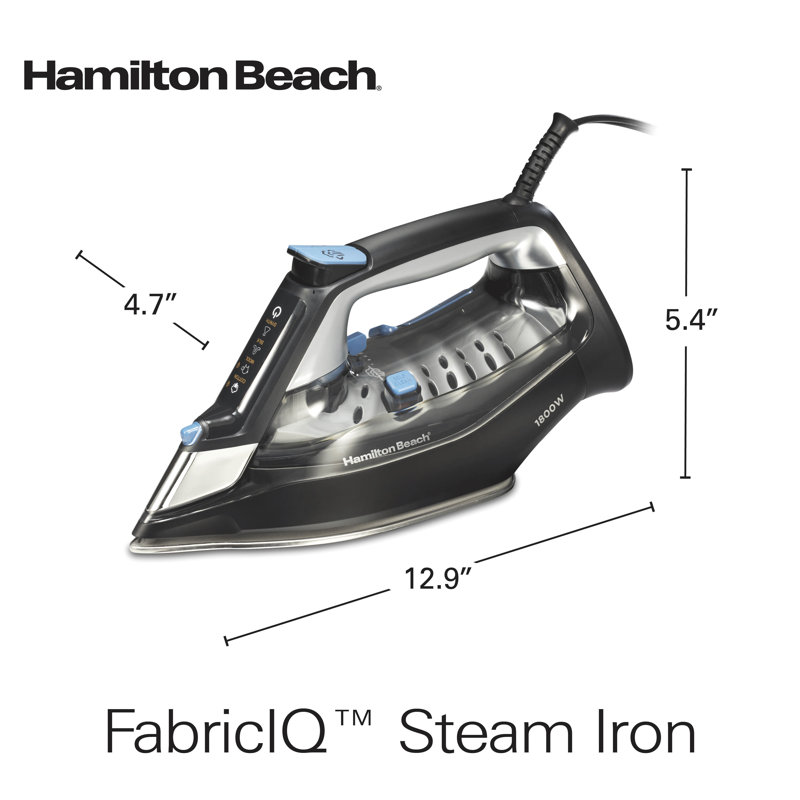 Hamilton Beach 1800W Black and Blue FabricIQ Steam Iron
