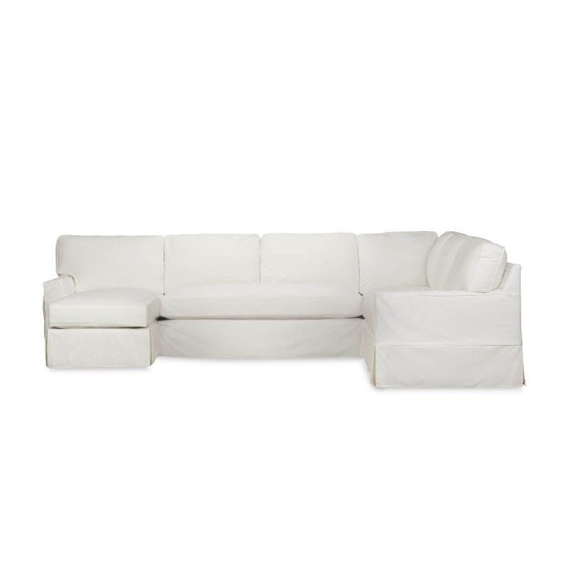 Canapé modulaire 4 pièces Taylor, Toile lavable blanc cassé Bayou, Orienté à droite