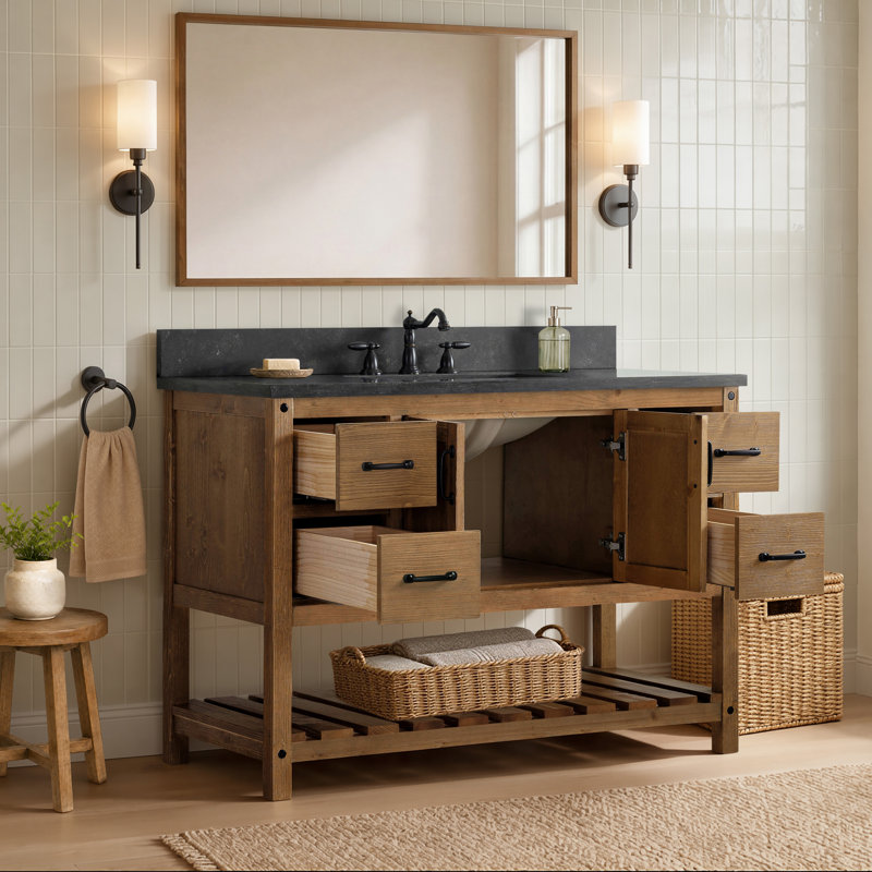Ensemble de meuble-lavabo simple 48 po Radstock, Bleu Purbeck, Naturel antique