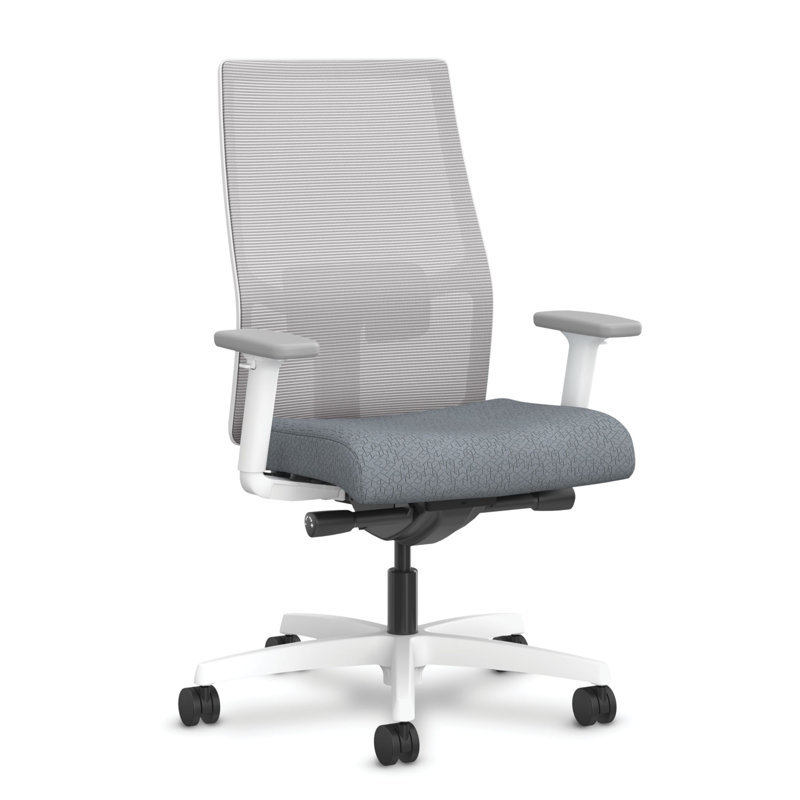Chaise de bureau en filet HON Ignition 2.0, tissu de basalte, filet de brouillard, structure blanche, gris titane, Blanc