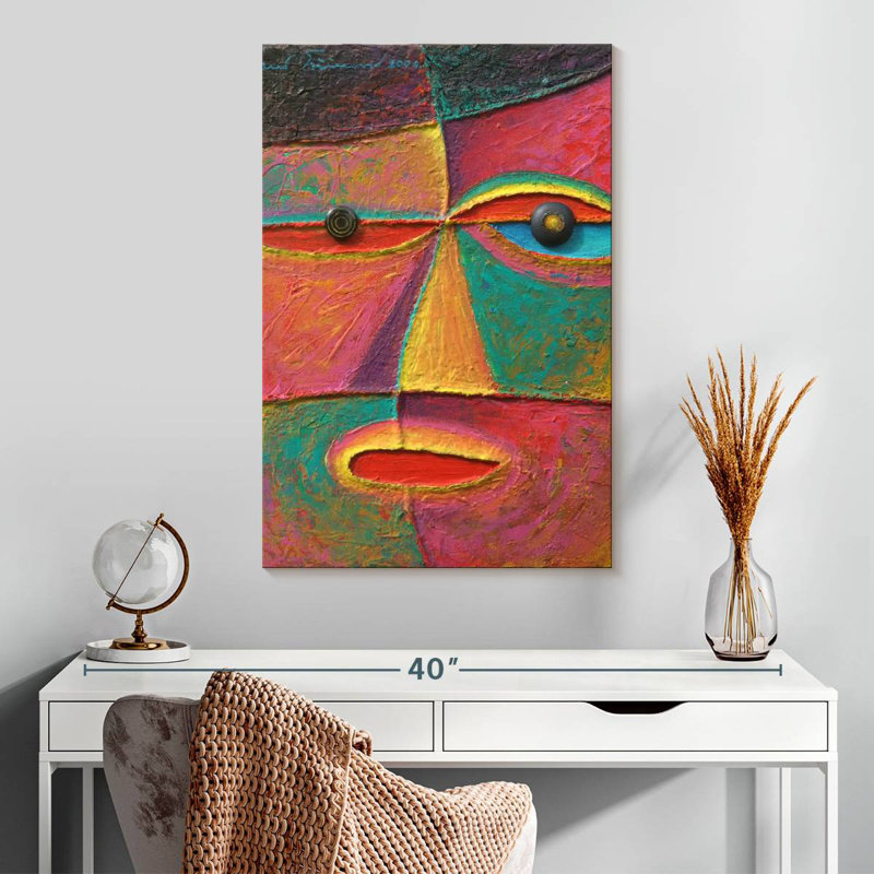 Portrait abstrait en acrylique Leisha, H 30 po x l 20 po