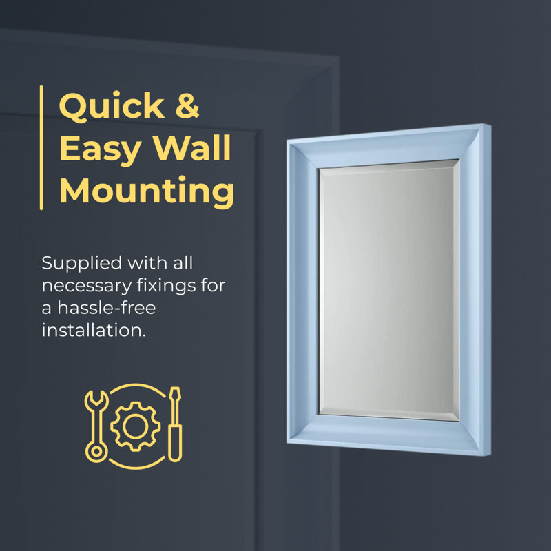 Mirror Cabinets 500mm W 700mm H Wall Mounted Required Framed Medicine Cabinet Mirror Fixed, Blue 