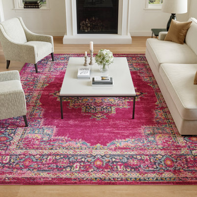 Tapis à motif oriental fuchsia rose Abbate