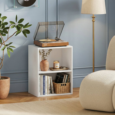2-Cube Freestanding Open Bookshelf, Scratch-Resistant Waterproof Finish, Fits Small Space, Bedroom, Study