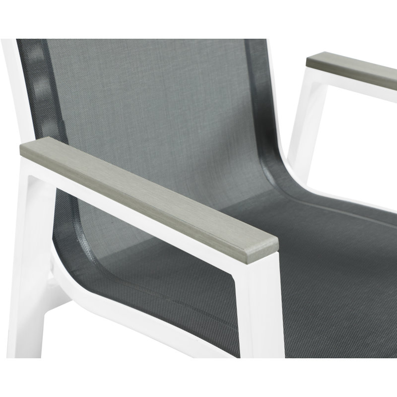 Fauteuil de patio empilable Lajoy, Noir, Blanc, Gris