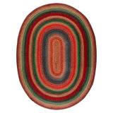 RugsOnNet Rainbow Color Antique American Folk Art Braided Oval Area Rug Carpet