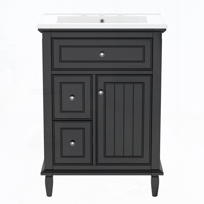 Meuble-lavabo 24 po avec lavabo, Noir, noir, noir, noir