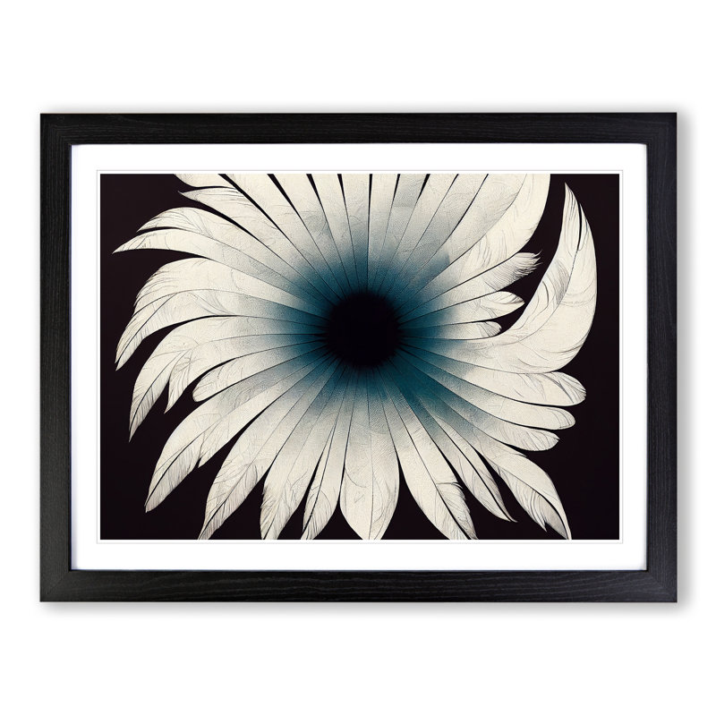 Futuristic Bird Feathers - Single Picture Frame Painting, Black, 46cm H x 64cm W x 2cm D
