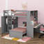 Mezzanine spacieuse avec lit autonome, étagères intégrées, bureau et garde-robe-728870400-728870407