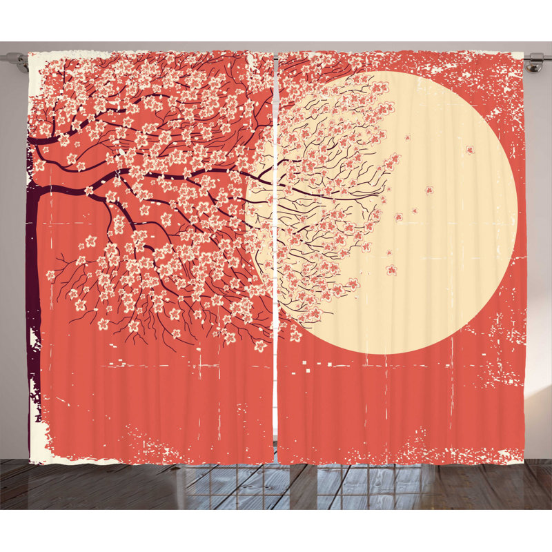 Ambesonne Spring Semi-Sheer Rod Pocket Curtain Panels (Set of 2)
