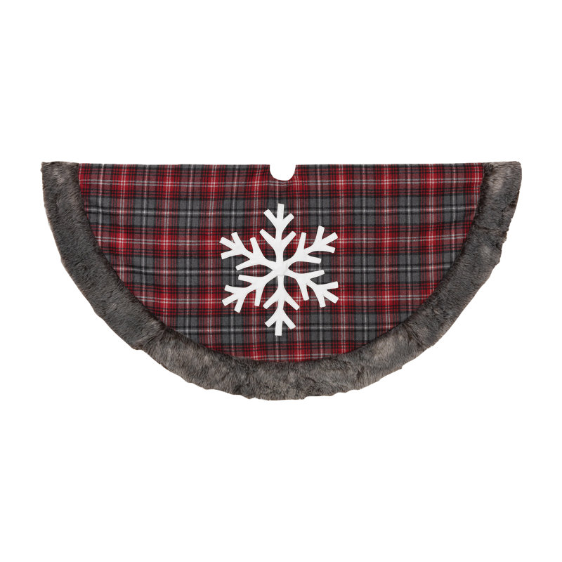 Jupe d'arbre de Noël 50 po avec bordure en fausse fourrure