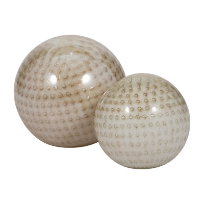 Decorative Objects for Home Decor – Modern Glass Orbs and Sculpture Statues for Shelf Styling, Kitchen Decor Accents, or Decorations for Living Room and Office Display – Set of 2