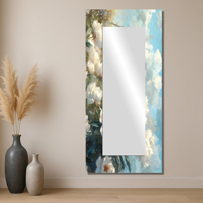 Pivoines et moulin à vent II - miroir mural floral - imprimé sur métal