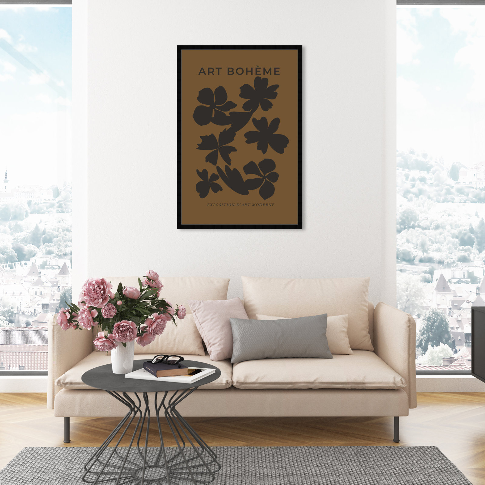 Minimal Black And Brown Floral Pattern by Oliver Gal, Black, 47" H x 32" W