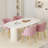 Lexly Pedestal Modern Cream Color Dining Table, Roman Column-523907872