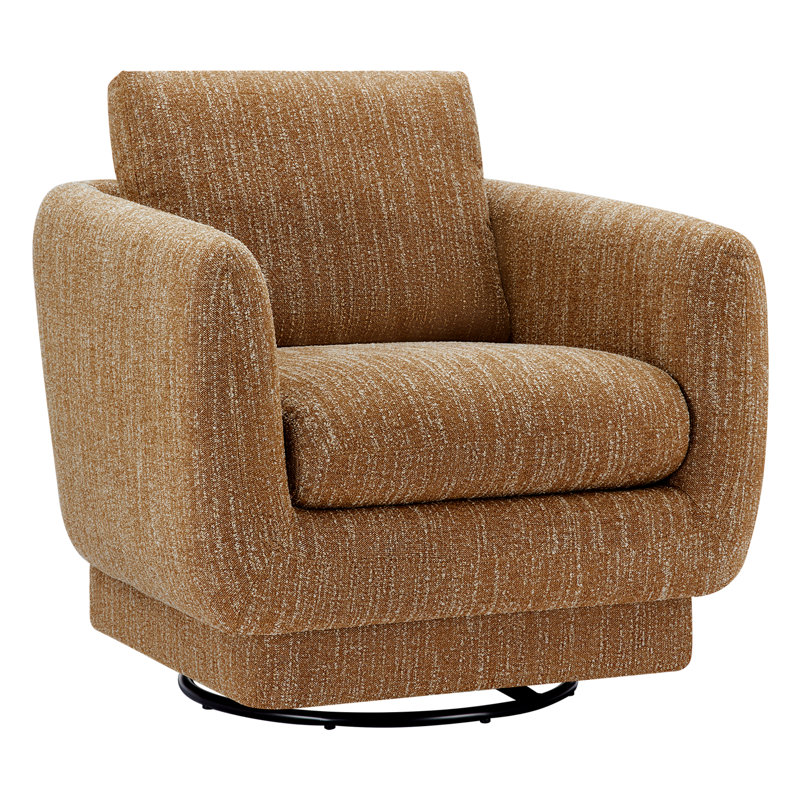 Fauteuil pivotant de 33 po de large Ramel, Boucle moutarde moelleuse