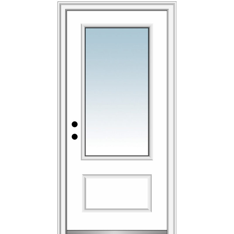 Portes d'entrée pré-montées en fibre de verre 1 panneau Smooth 0,75 Lite, Droite / vers l'intérieur
