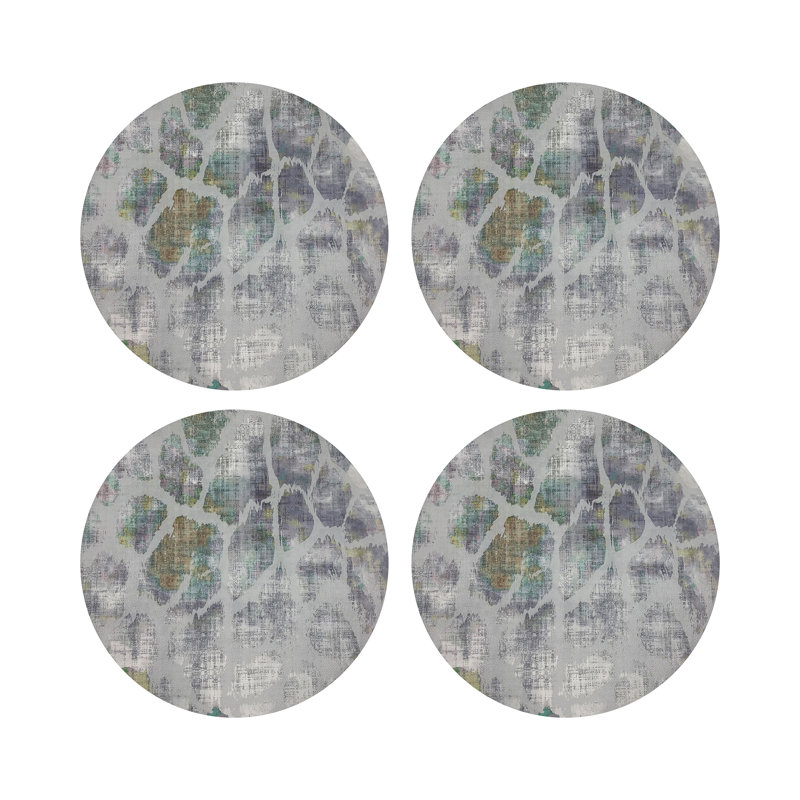 Giraffe Holiday Vegan Leather Round Coasters, Fall
