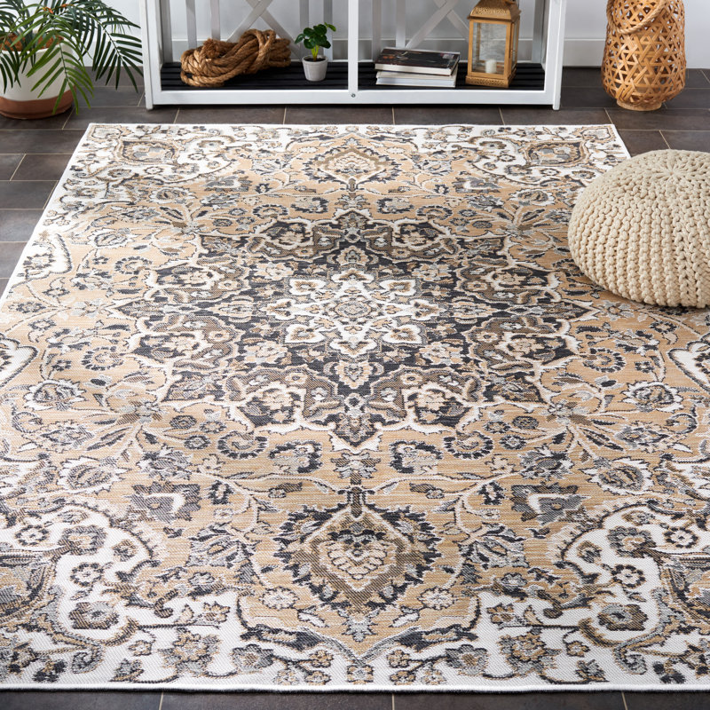 Tapis oriental intérieur / extérieur Jasmyn Sunrise Performance, Rectangle 5 pi 3 po x 7 pi 7 po