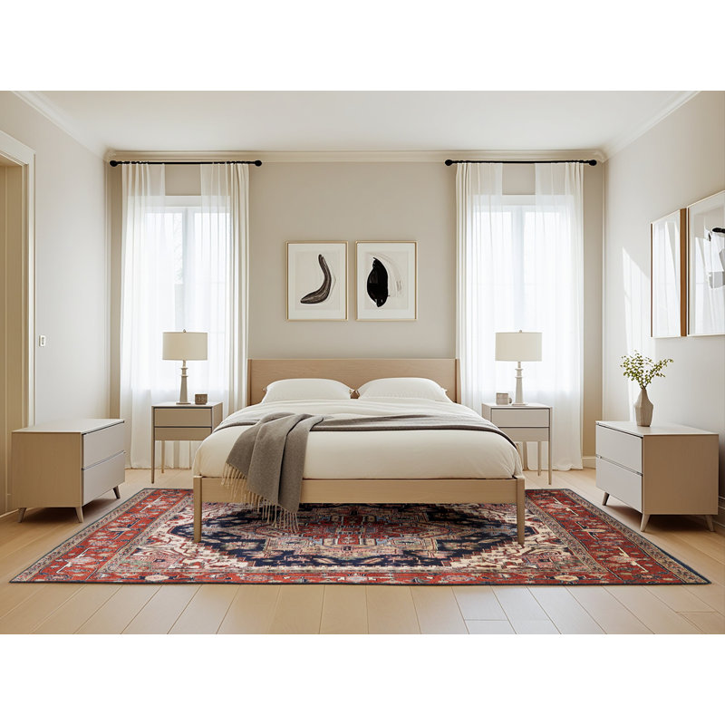 Tapis oriental rouge et bleu, Rectangle 5 pi x 8 pi