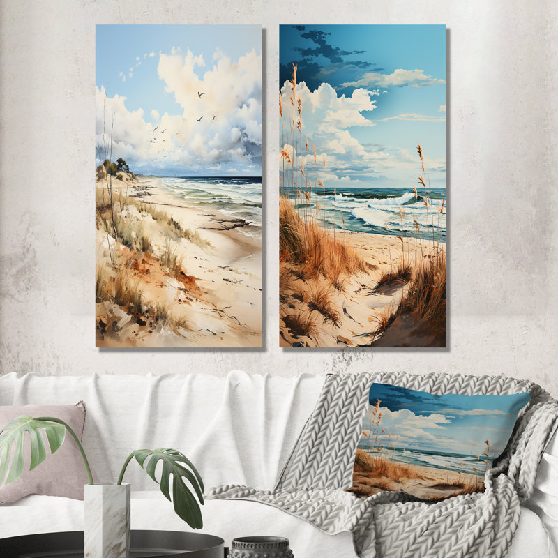 «Beachside Whispers», 2 pièces sur toile, Toile tendue, H 32 po x l 32 po
