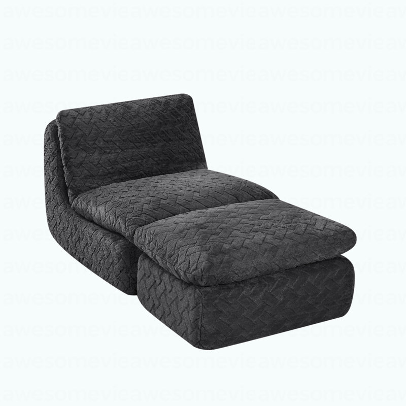 Fauteuil à compression double avec repose-pieds pivotant, Noir