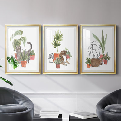 " Purrfect Plants I " 3 - Pieces