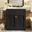 Meuble-lavabo de salle de bain avec lavabo en céramique / armoire de rangement autoportante moderne avec poignées / portes-113435610