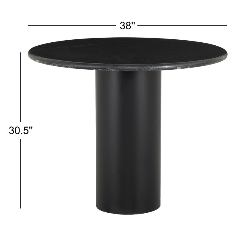 Belle Round Marble Dining Table, Black Marble/Dark Kettle Black