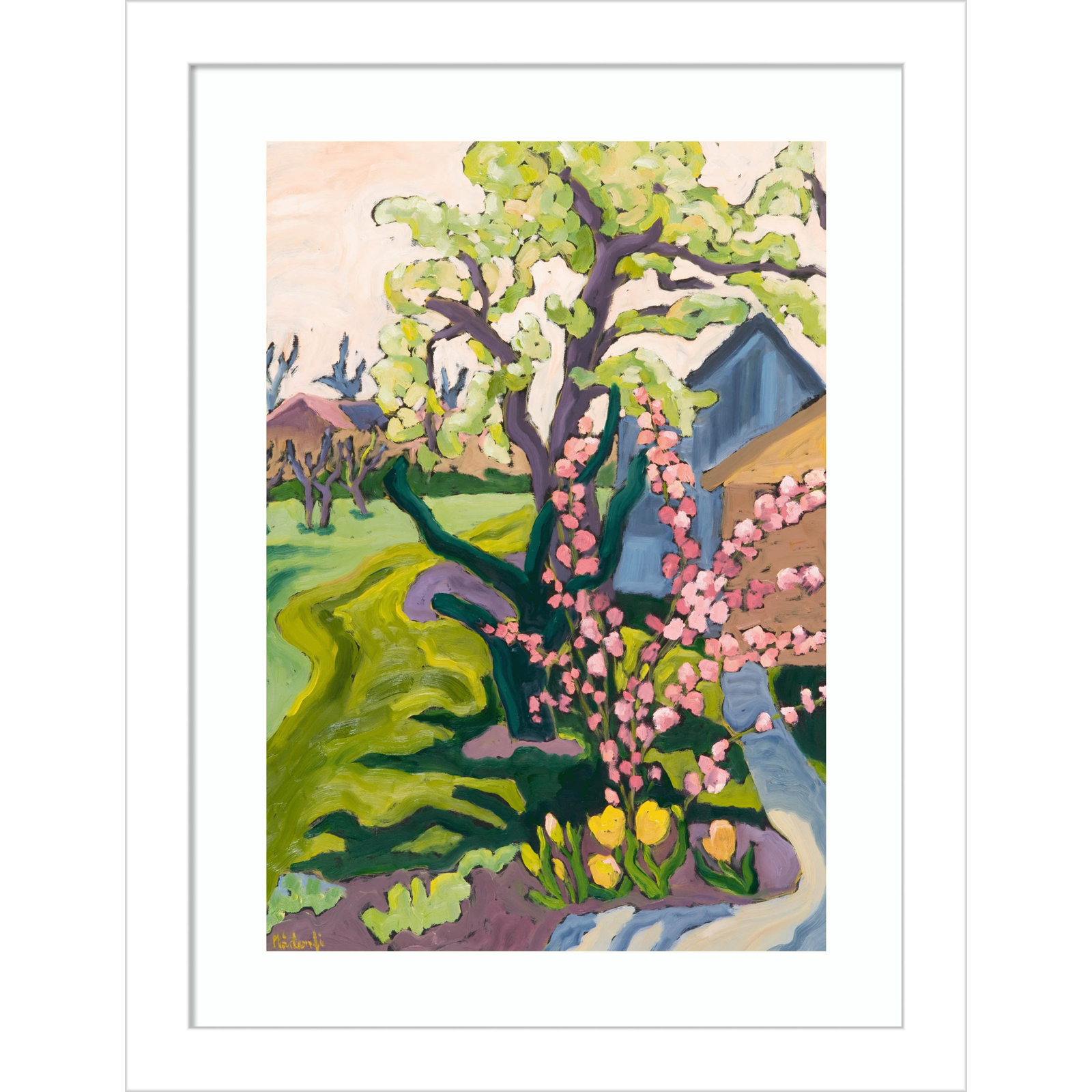 Garden in Dusk Light Print, White, 13" H x 10" W x 1" D