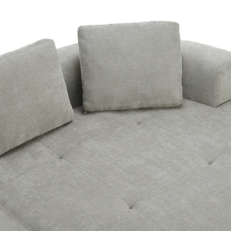 Canapé-lit modulaire rond capitonné surdimensionné rembourré avec 2 coussins, rembourré entièrement en mousse, sans assemblage requis