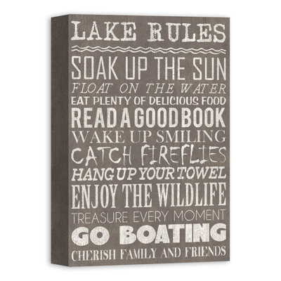 Lake Rules Gray - reproduction d'art textuel sur toile