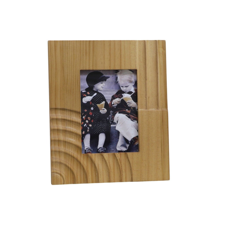 VIP Wood 10.43 in. Brown Concentric Carved Photo Frame 5x7