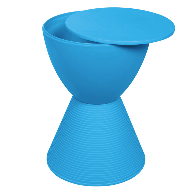 Durant Modern Hourglass Drum End Table with Removable Storage Lid, Indoor Outdoor Side Table & Small Patio Stool, No Assembly Lightweight Accent Table