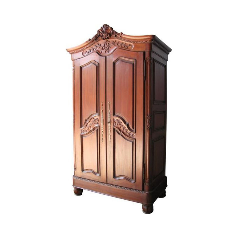 2 Door Solid Wood Wardrobe, Wax Polish