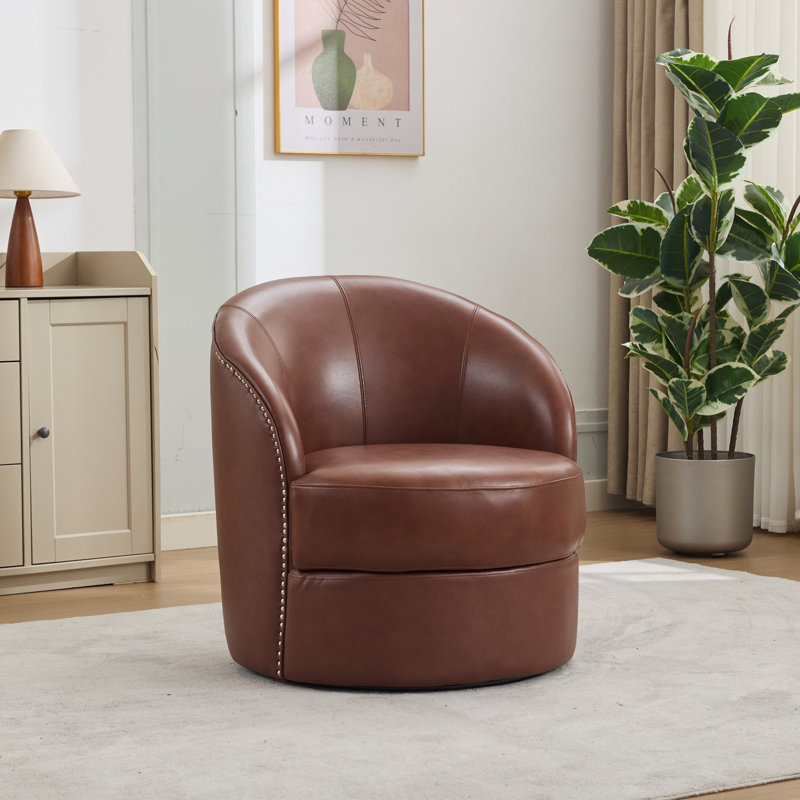 Chaise d'appoint pivotante pour le salon, le bureau, Brun