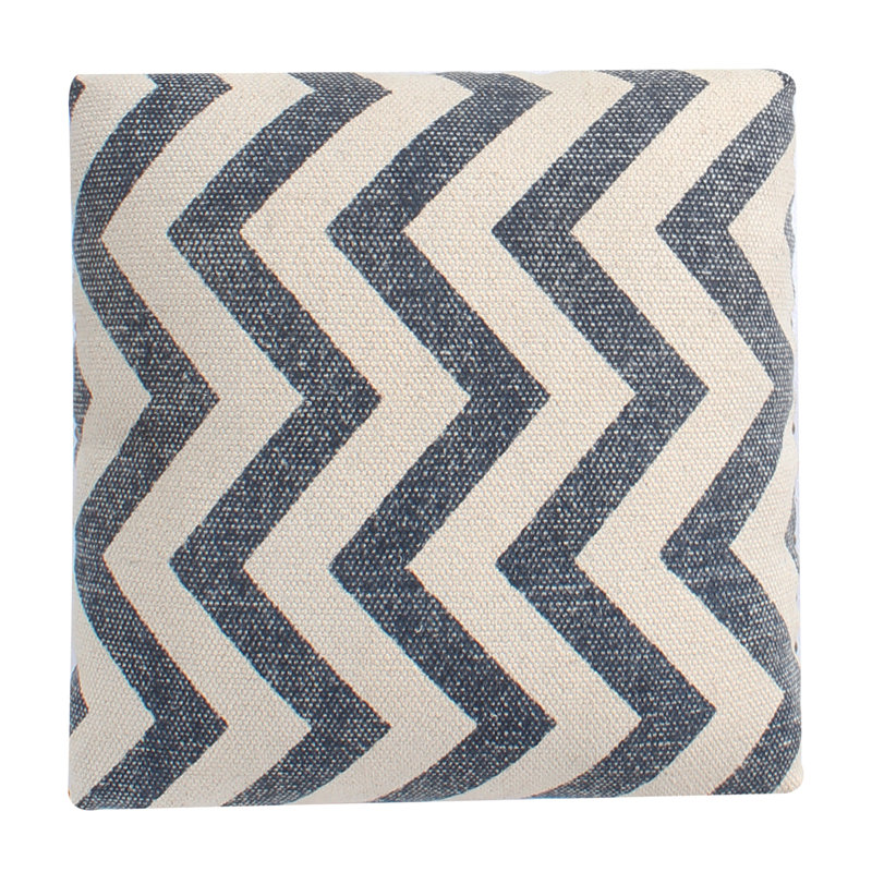 Upholstered Ottoman, Navy/White
