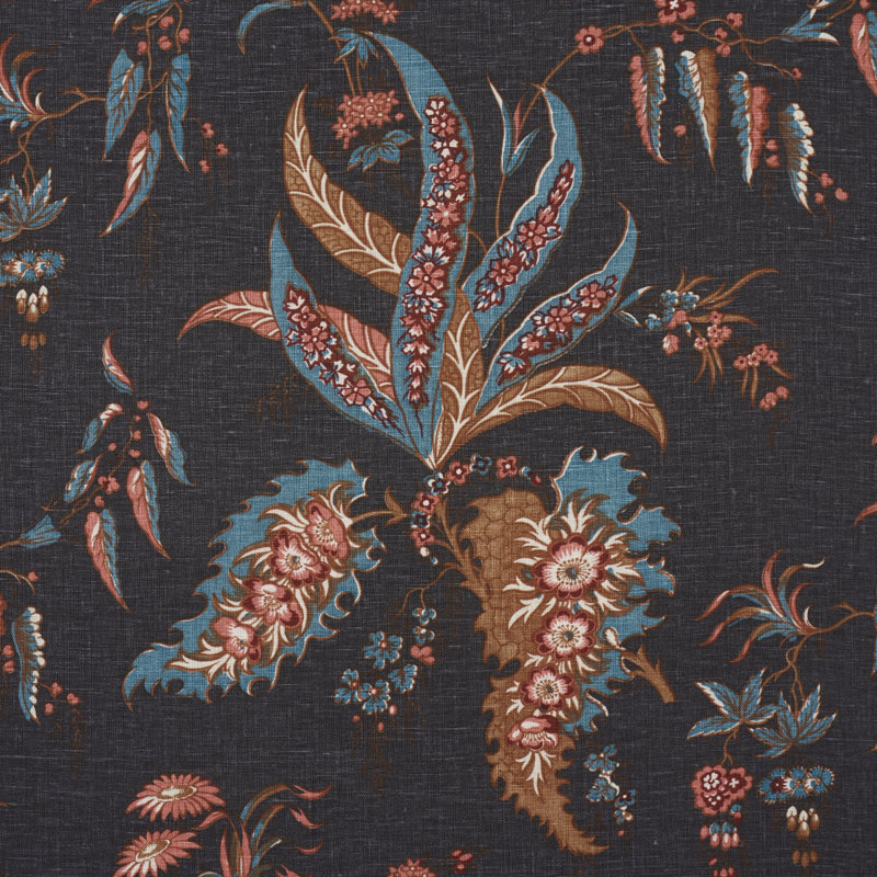 Tissu botanique Apolline, Rouge / Noir